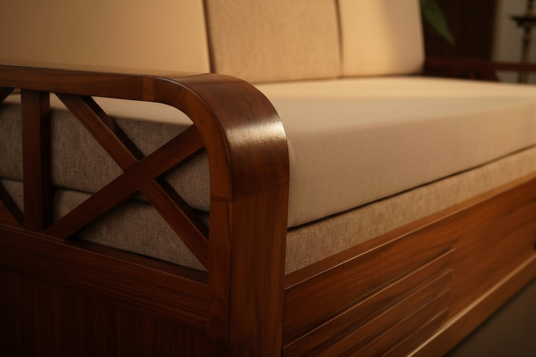 Sofa Cumbed wooden two fold (Traditional Exposed Teak Frame) - Comfortex