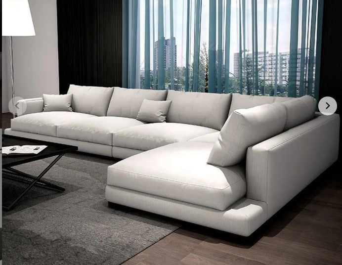Comfortex Modern Deep White Corner Sofa – 6 Seater