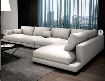 Comfortex Modern Deep White Corner Sofa – 6 Seater