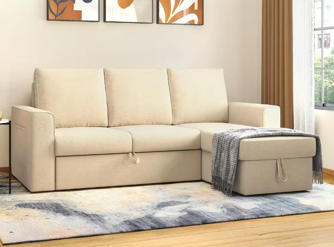Comfortex L-shaped fabric sofa cum bed